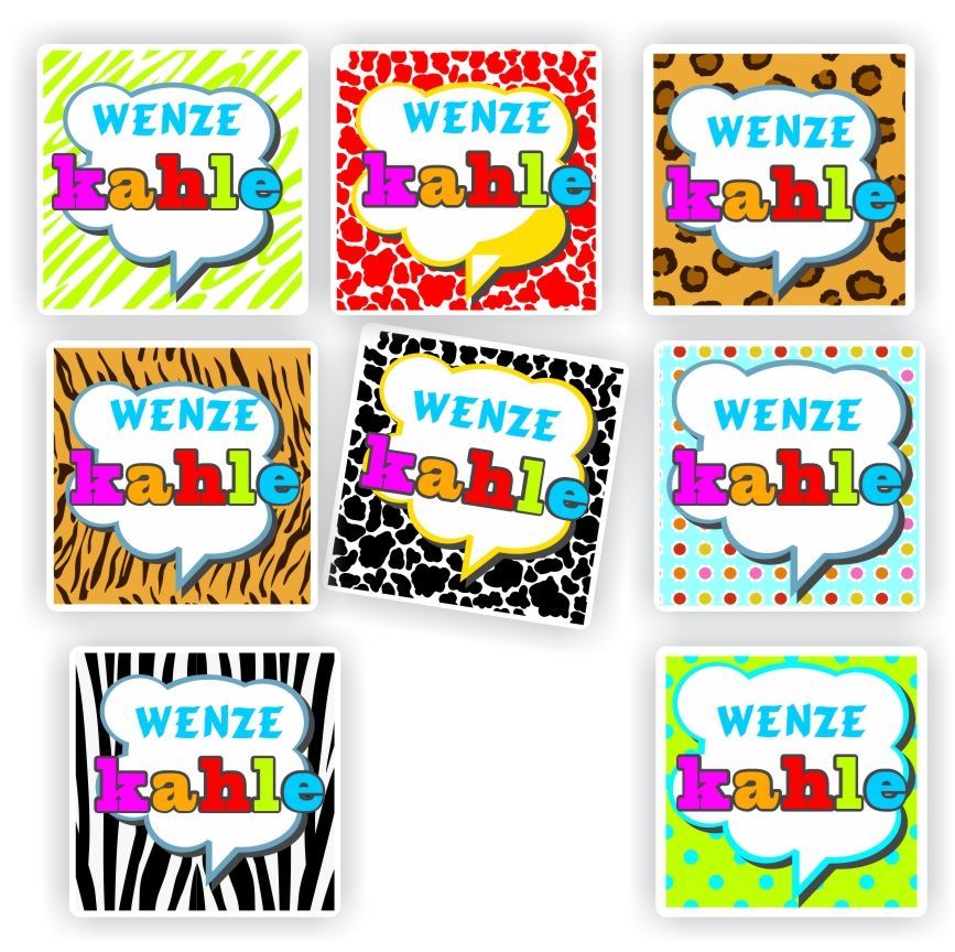 Zulu Stickers | Animal Print Speech Bubbles : Wenze kahle, reward sticker for the classroom