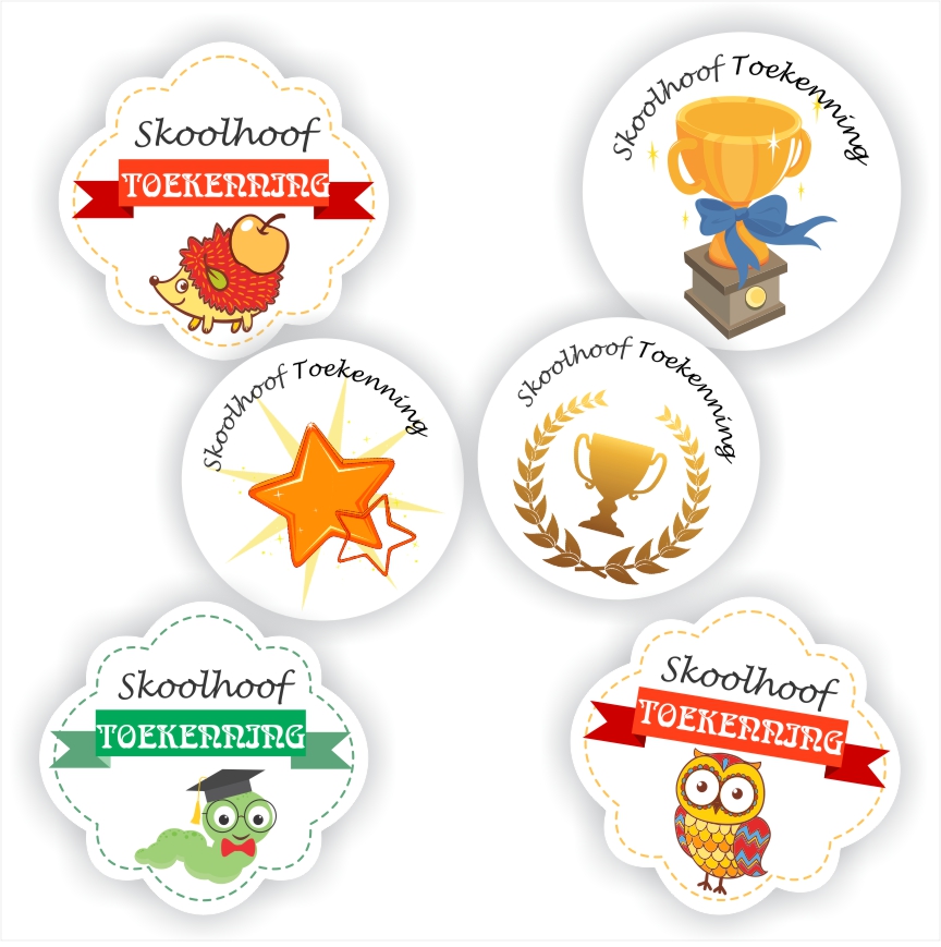48 Afrikaans Stickers | Trophies : Skoolhoof Toekenning
