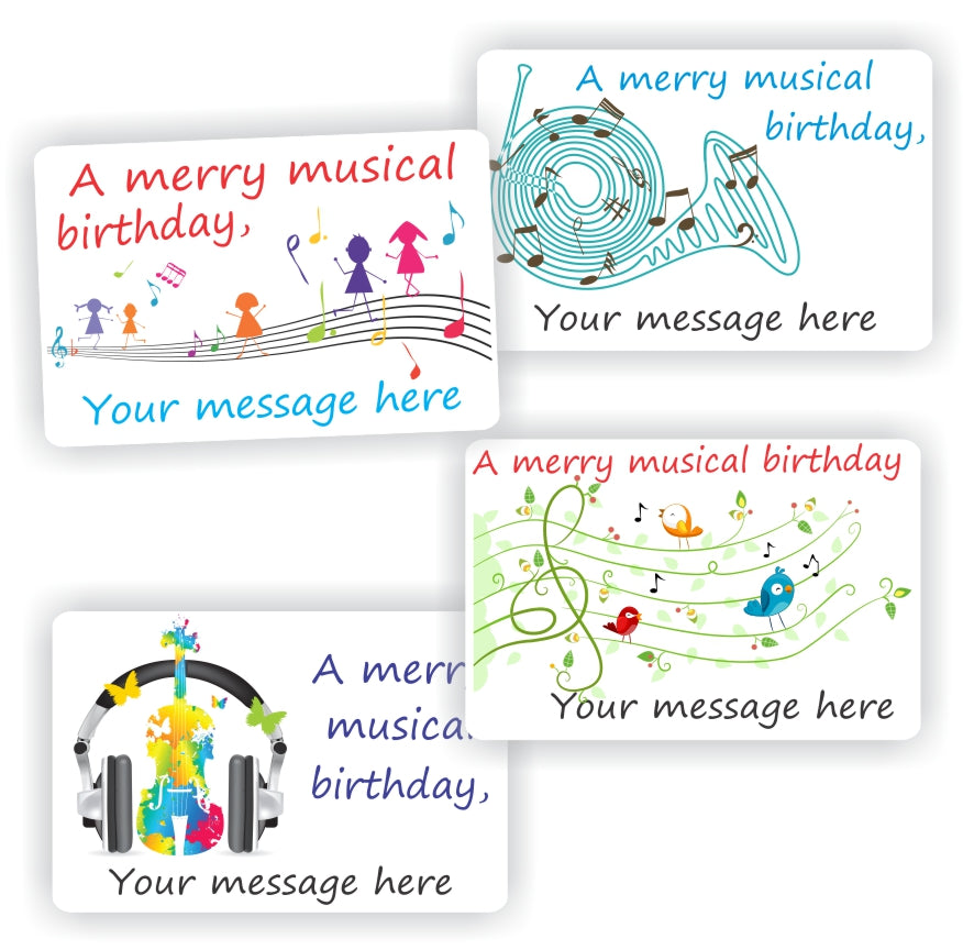 32 Happy Birthday stickers | Musical notes and instruments, reward sticker for the classroom