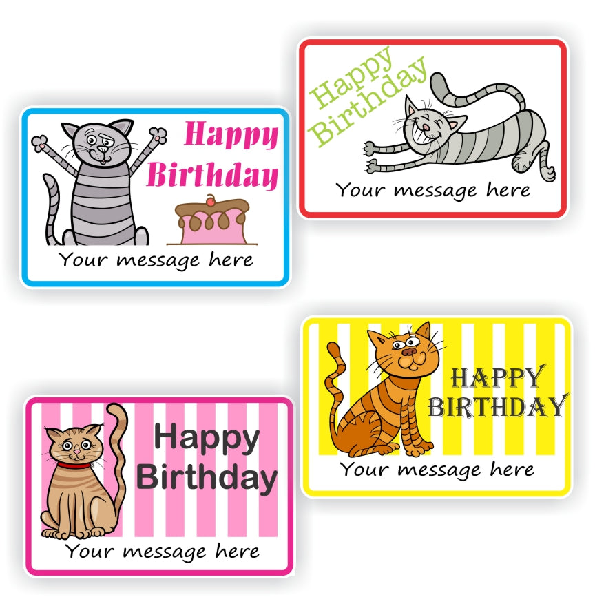15 Happy Birthday stickers | Cats & cakes, reward sticker for the classroom