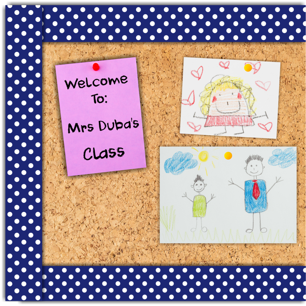 Classroom Borders — Navy & White Polka Dots, classroom display border