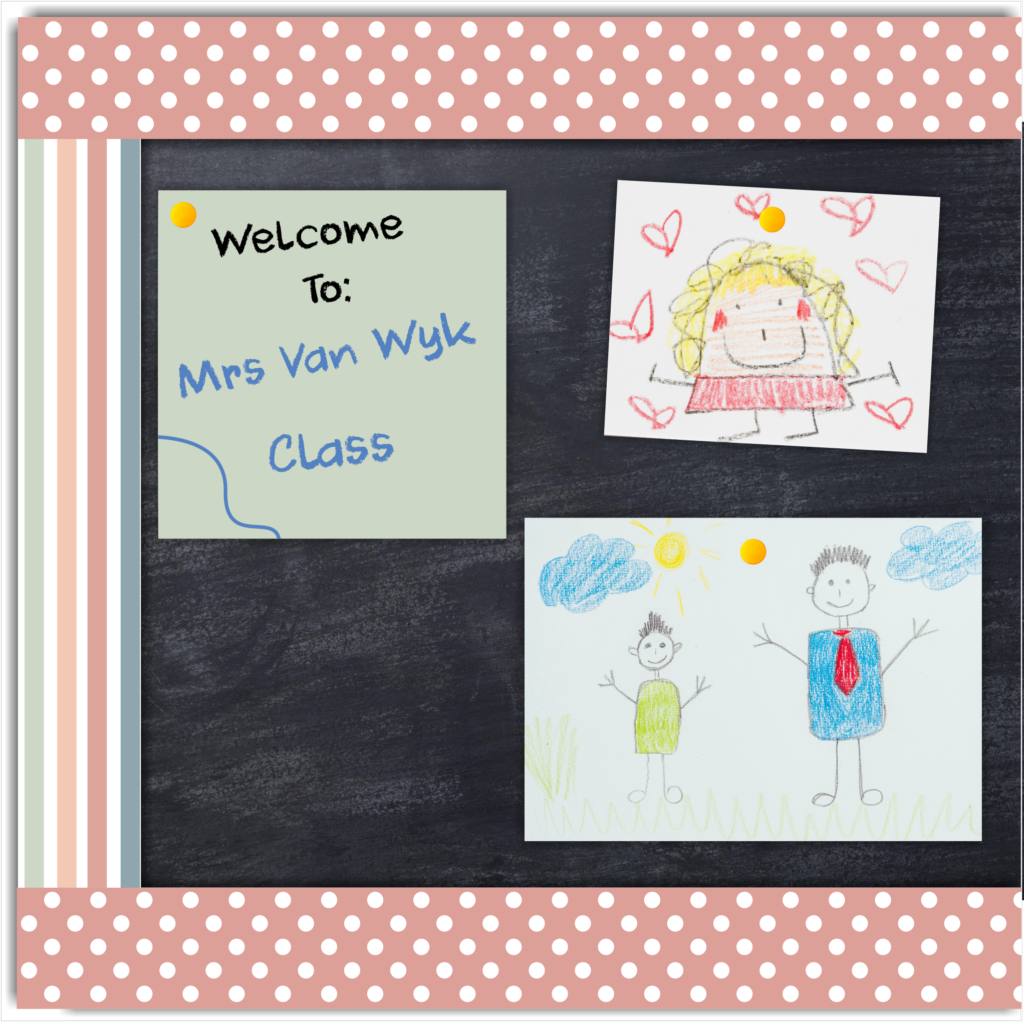 Classroom Borders — Dusty Pink Polka Dots & Stripes, classroom display border