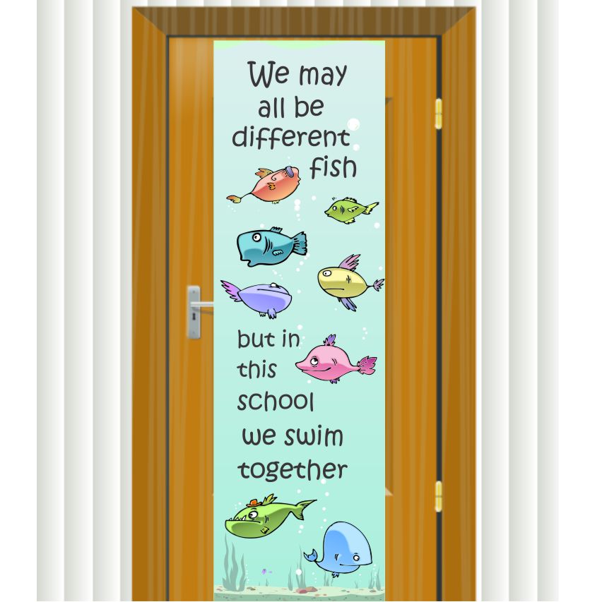 Door Banner — Different Fish, Same School, classroom door banner