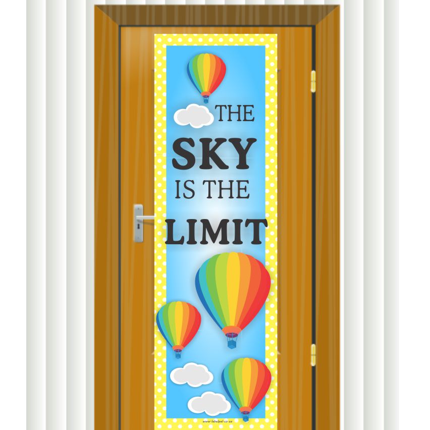 Door Banner — The Sky Is the Limit (Hot Air Balloons), classroom door banner