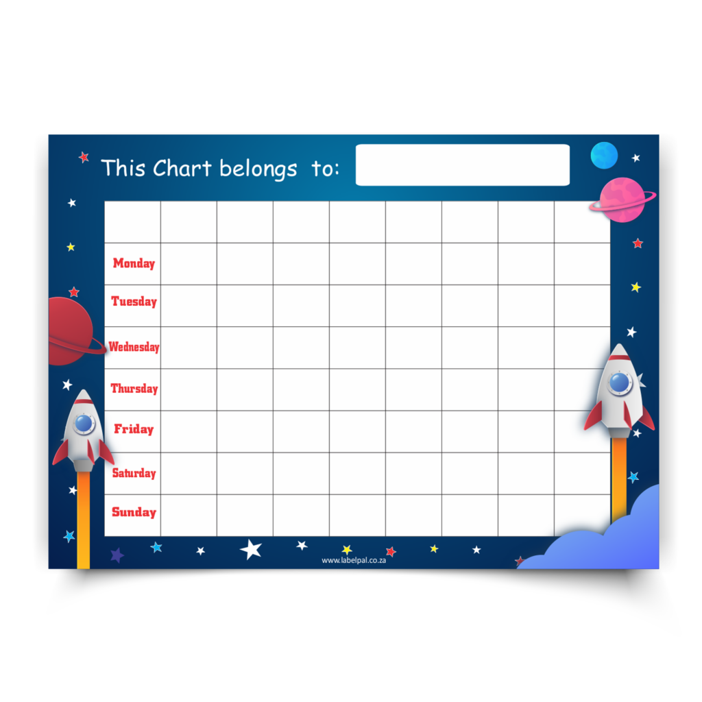Star Chart — Rockets & Planets, classroom poster