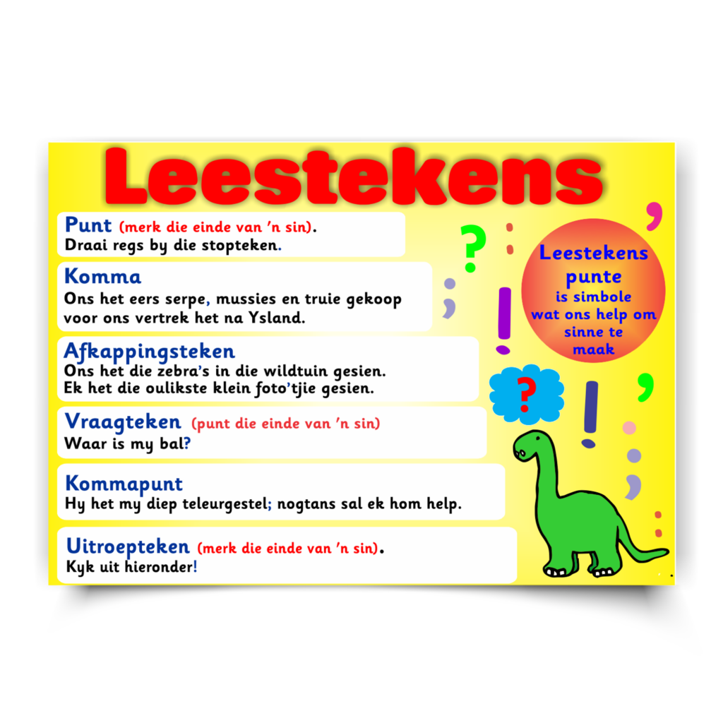 Afrikaans Poster — Leestekens, classroom poster