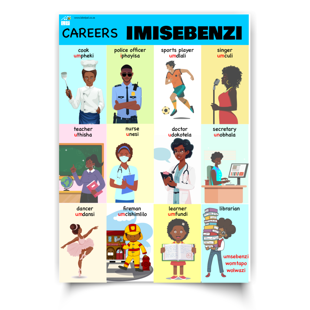 isiZulu Poster — Careers / Imisebenzi, classroom poster