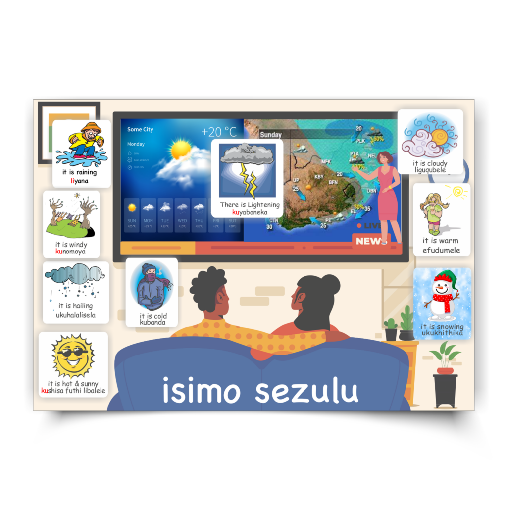 Isi-Zulu Poster | isimo sezulu: Weather, classroom poster