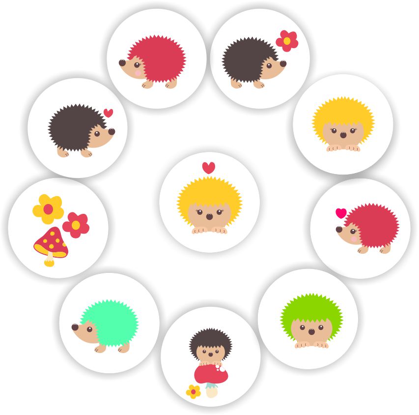 Mini Hedgehog Stickers | Hedgehogs, Flowers & Toadstool, reward sticker for the classroom