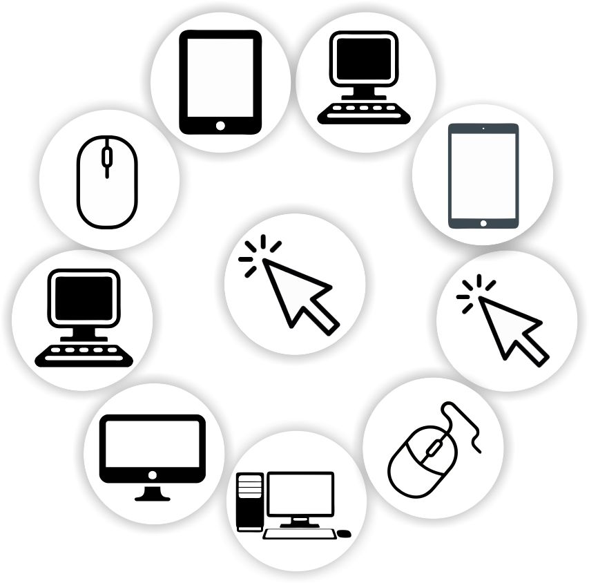 Mini Computer Icon Stickers | Tablets, Desktops, Mouse, Click Arrows, reward sticker for the classroom