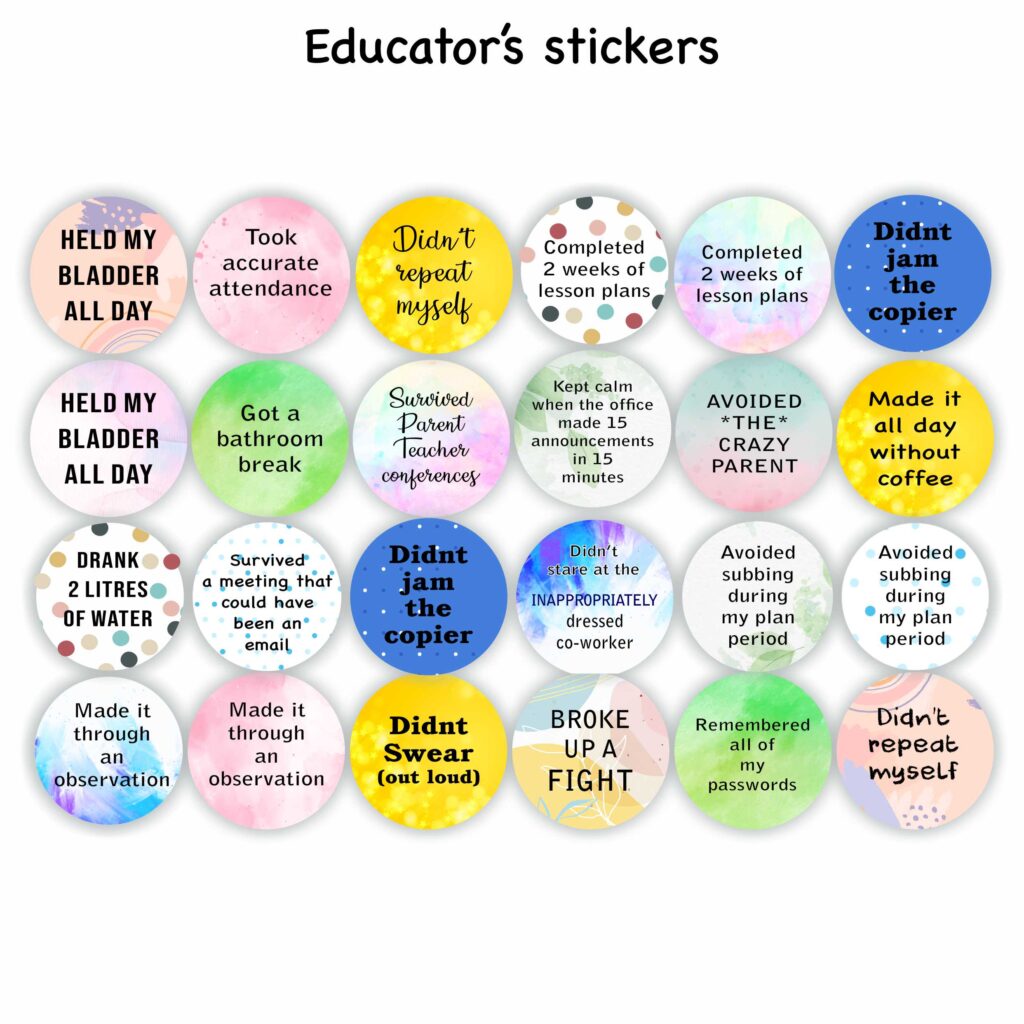 48 Large Educators stickers | Fun humorous stickers for teachers, I didnt jam the copier, I avoided the crazy parent, reward sticker for the classroom