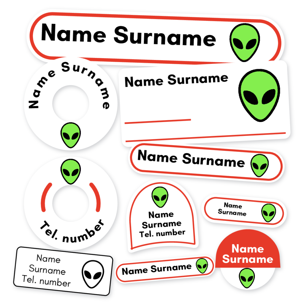Alien School Label Kit, personalised name labels for school
