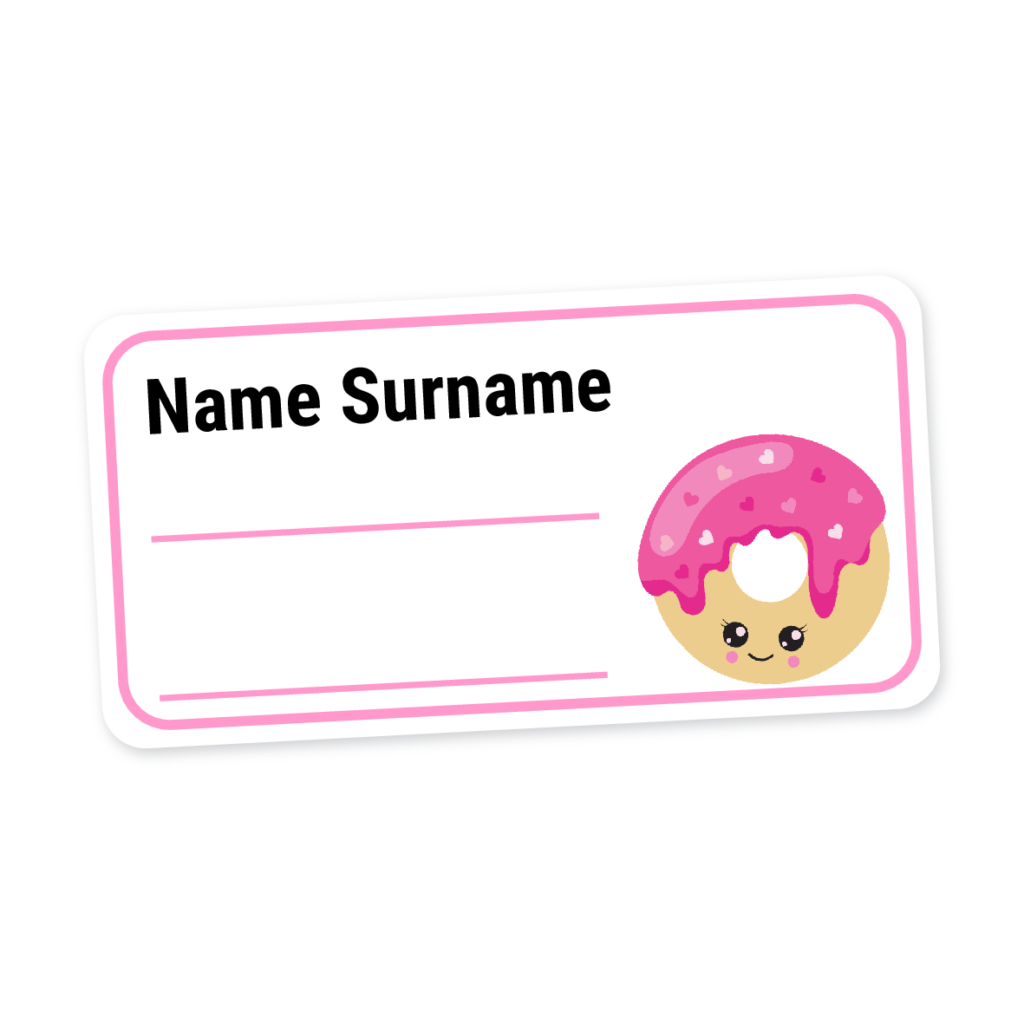 24 Personalised Book Labels | Cupcakes & Donuts, personalised with your child's name
