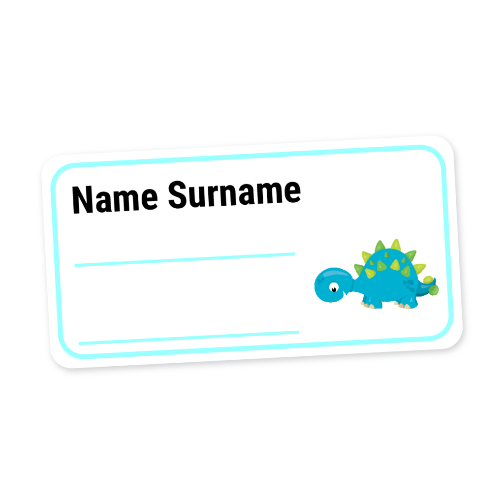 24 Personalised Book Labels | Dinosaur 1, personalised with your child's name