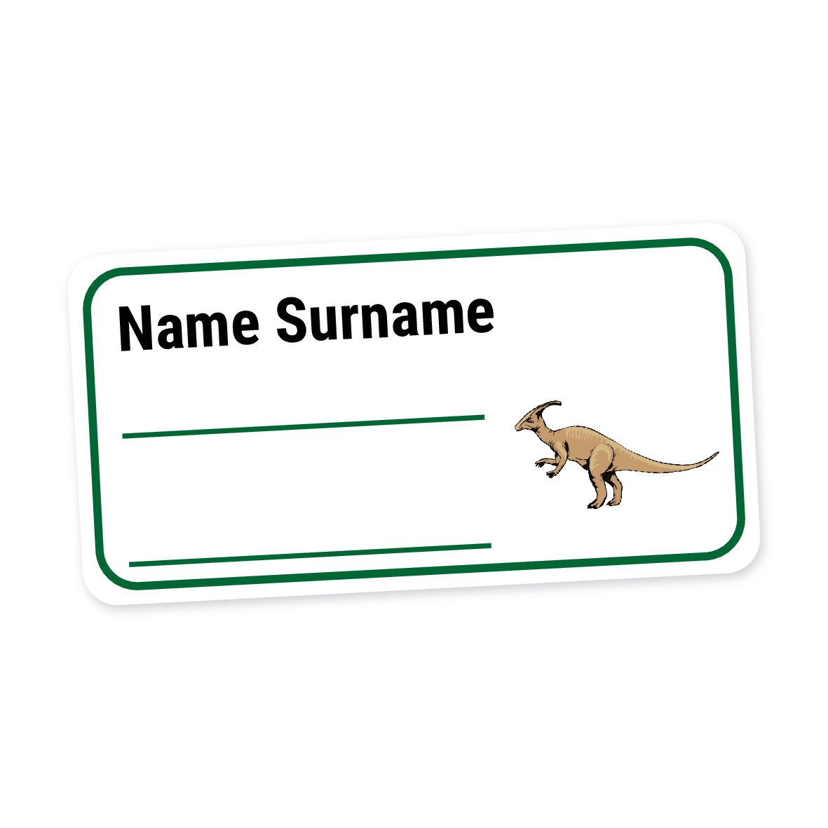 24 Personalised Book Labels | Green Dinosaur, personalised with your child's name