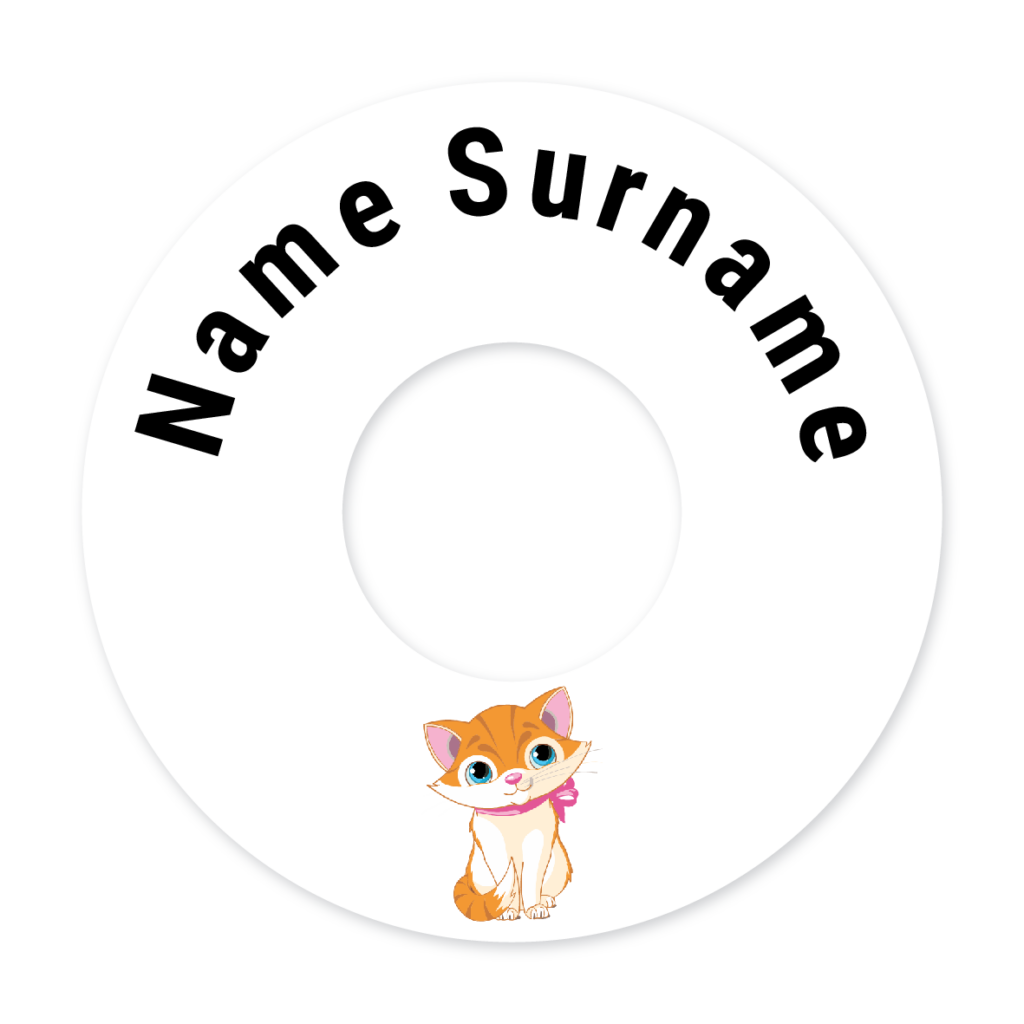 2 Personalised Bag Tags | Kitten, personalised with your child's name