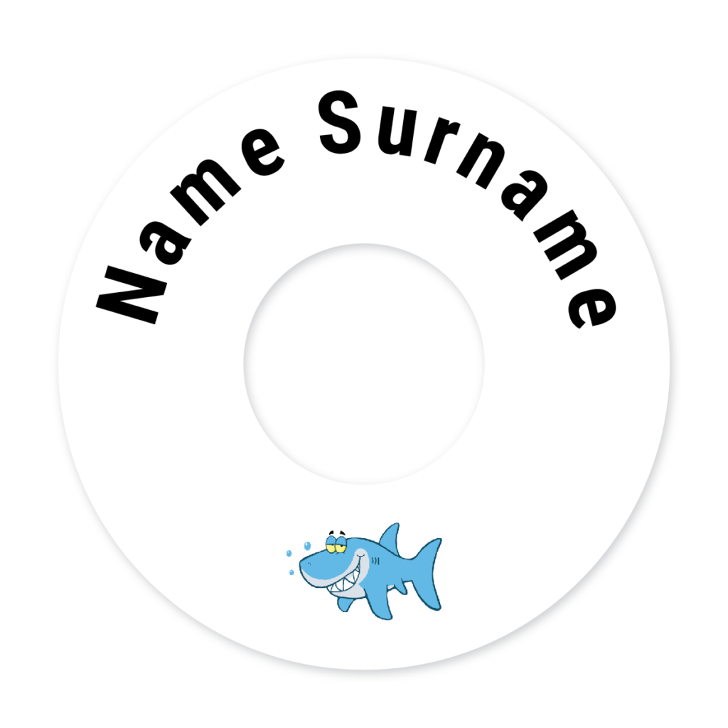 2 Personalised Bag Tags | Shark, personalised with your child's name