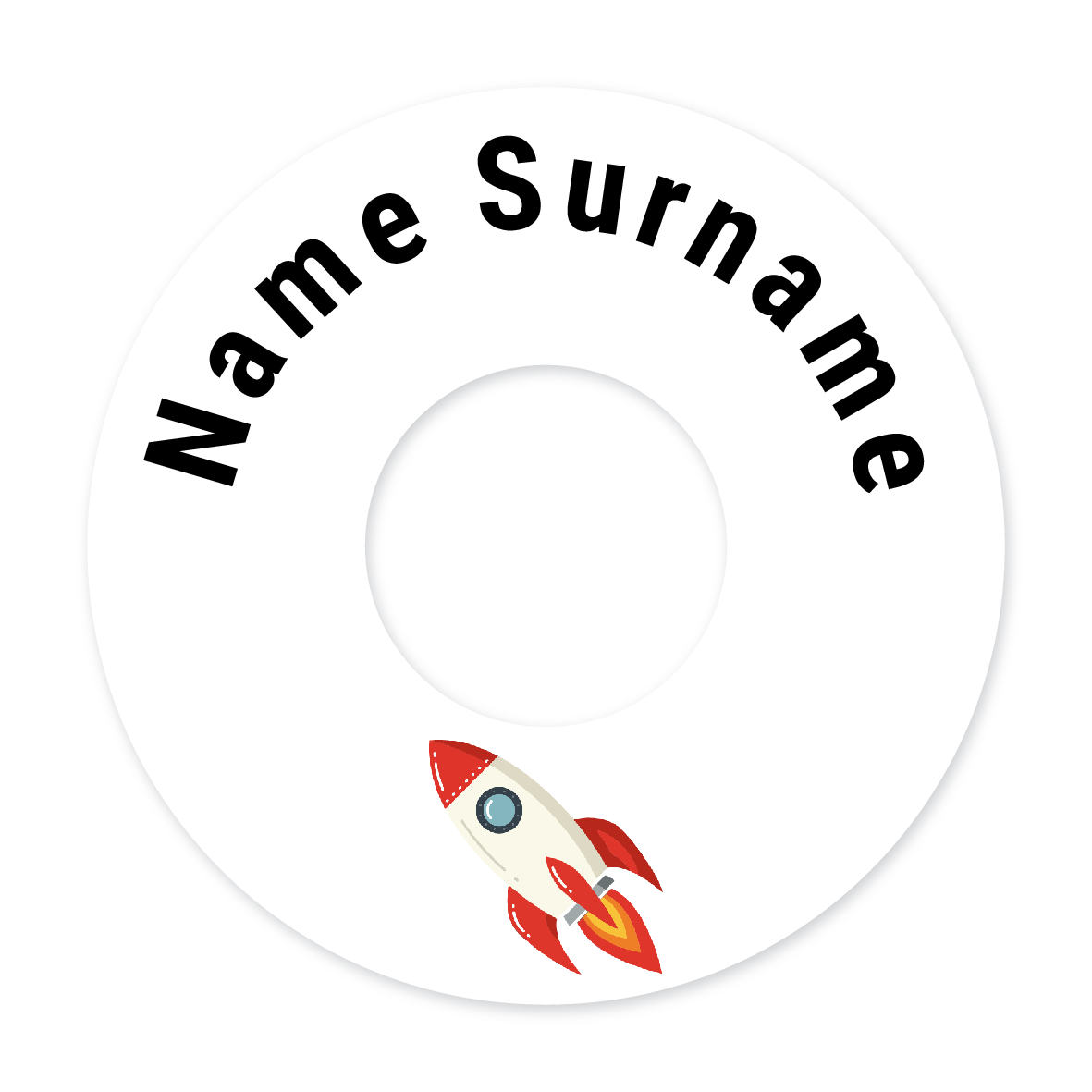 2 Personalised Bag Tags | Rocket, personalised with your child's name
