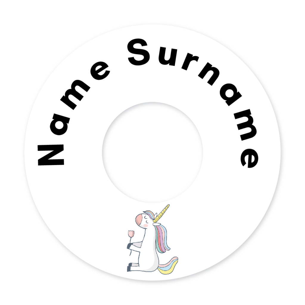 2 Personalised Bag Tags | Pink Unicorn, personalised with your child's name