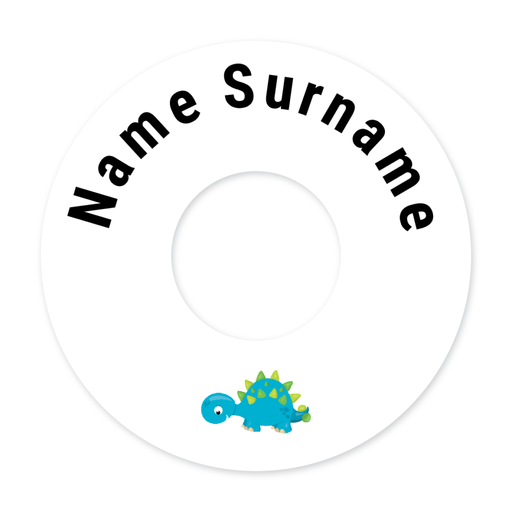 2 Personalised Bag Tags | Dinosaur 1, personalised with your child's name