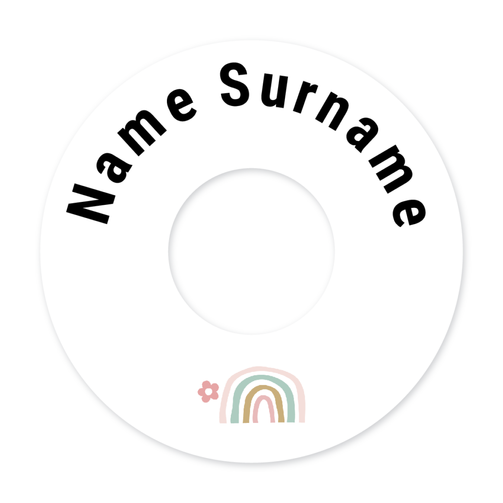 2 Personalised Bag Tags | Pastel Rainbow, personalised with your child's name