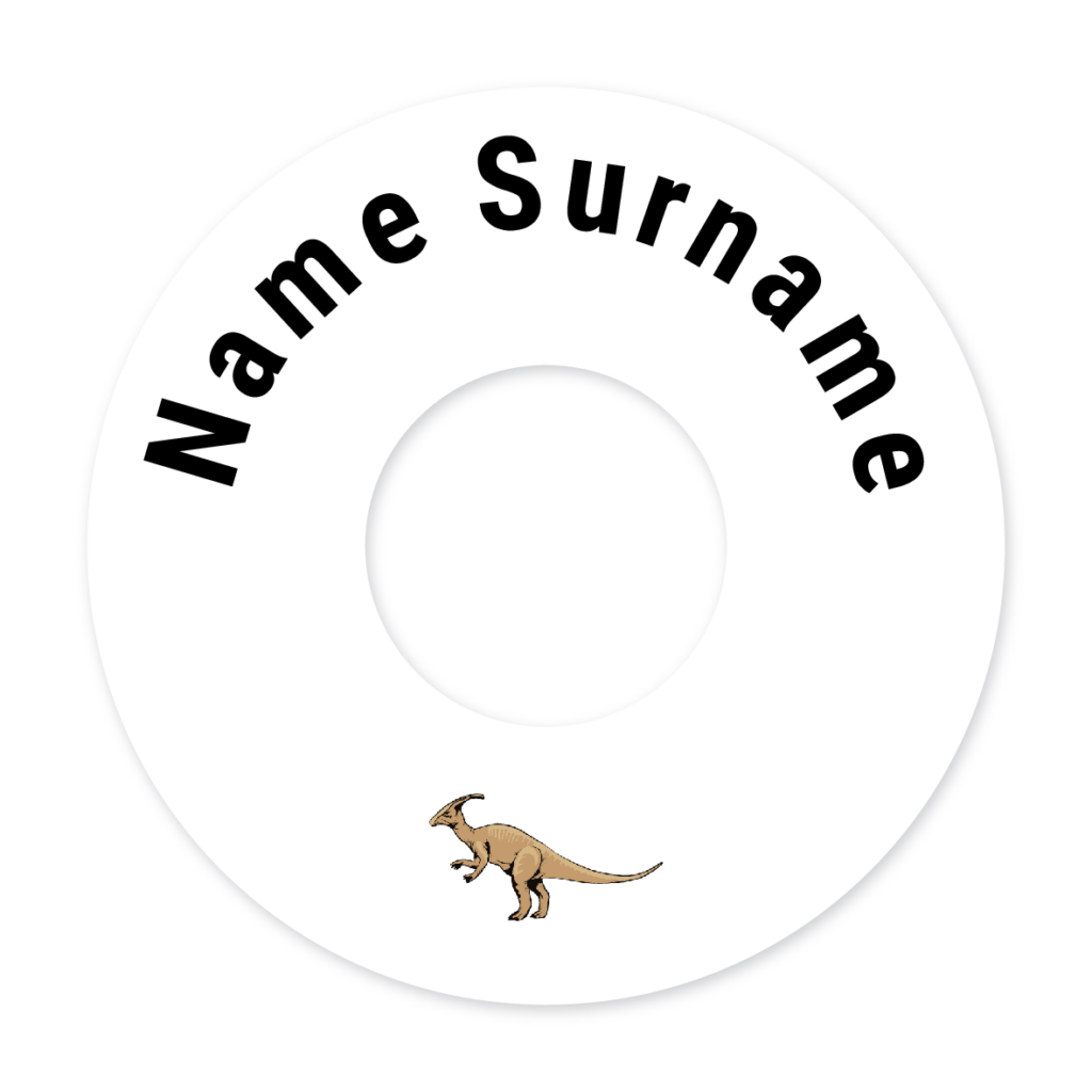 2 Personalised Bag Tags | Green Dinosaur, personalised with your child's name