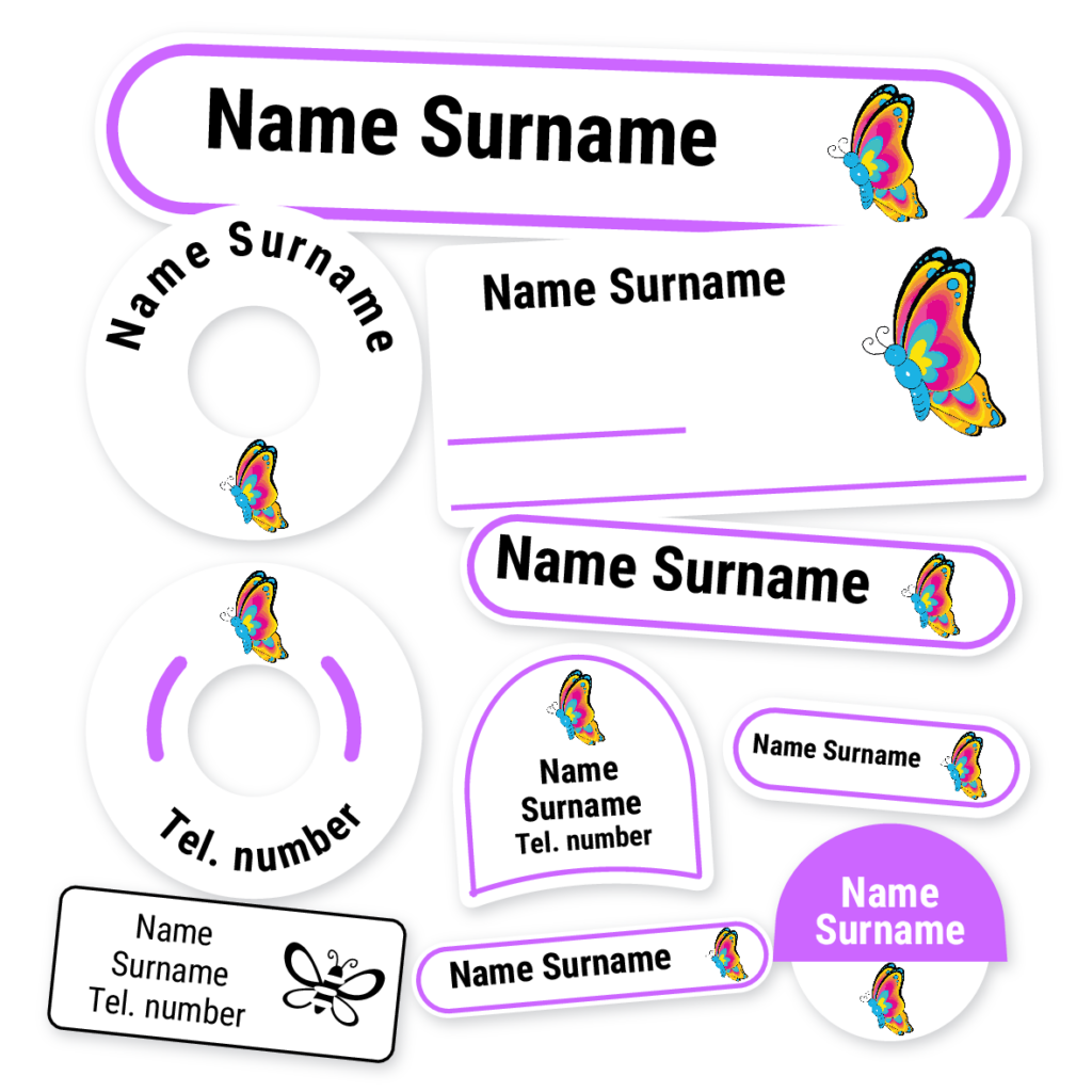 Butterfly School Label Kit (Blue), personalised name labels for school