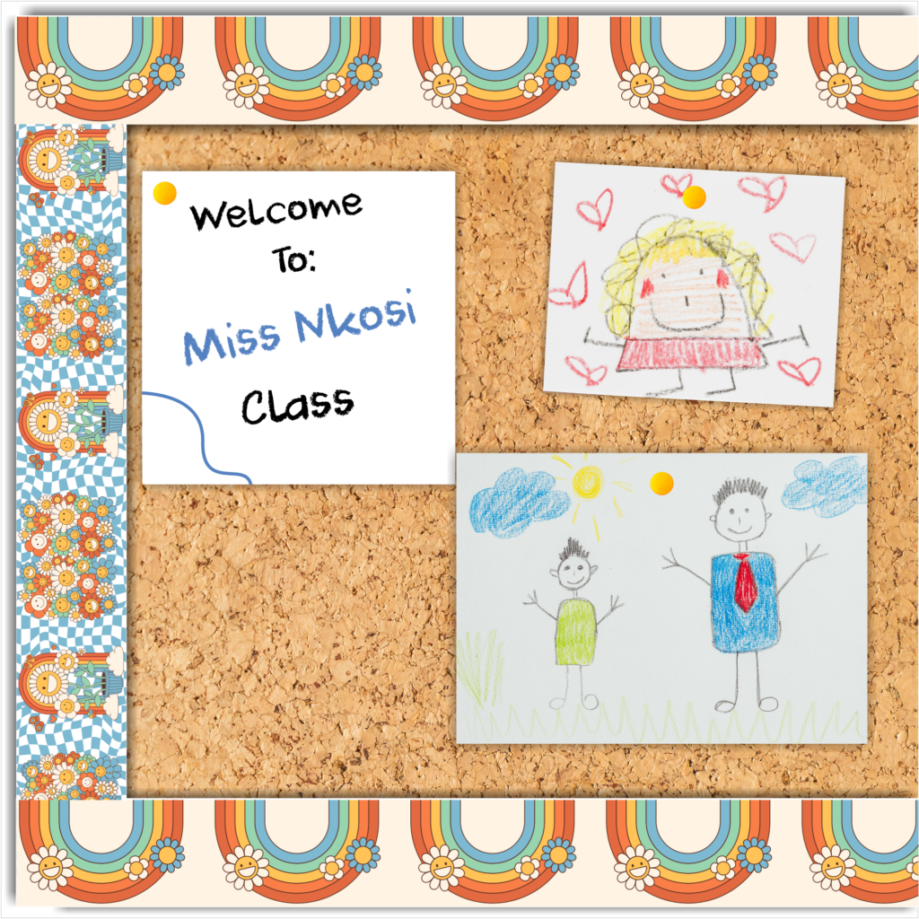 Classroom Borders — Retro Rainbows & Daisies, classroom display border