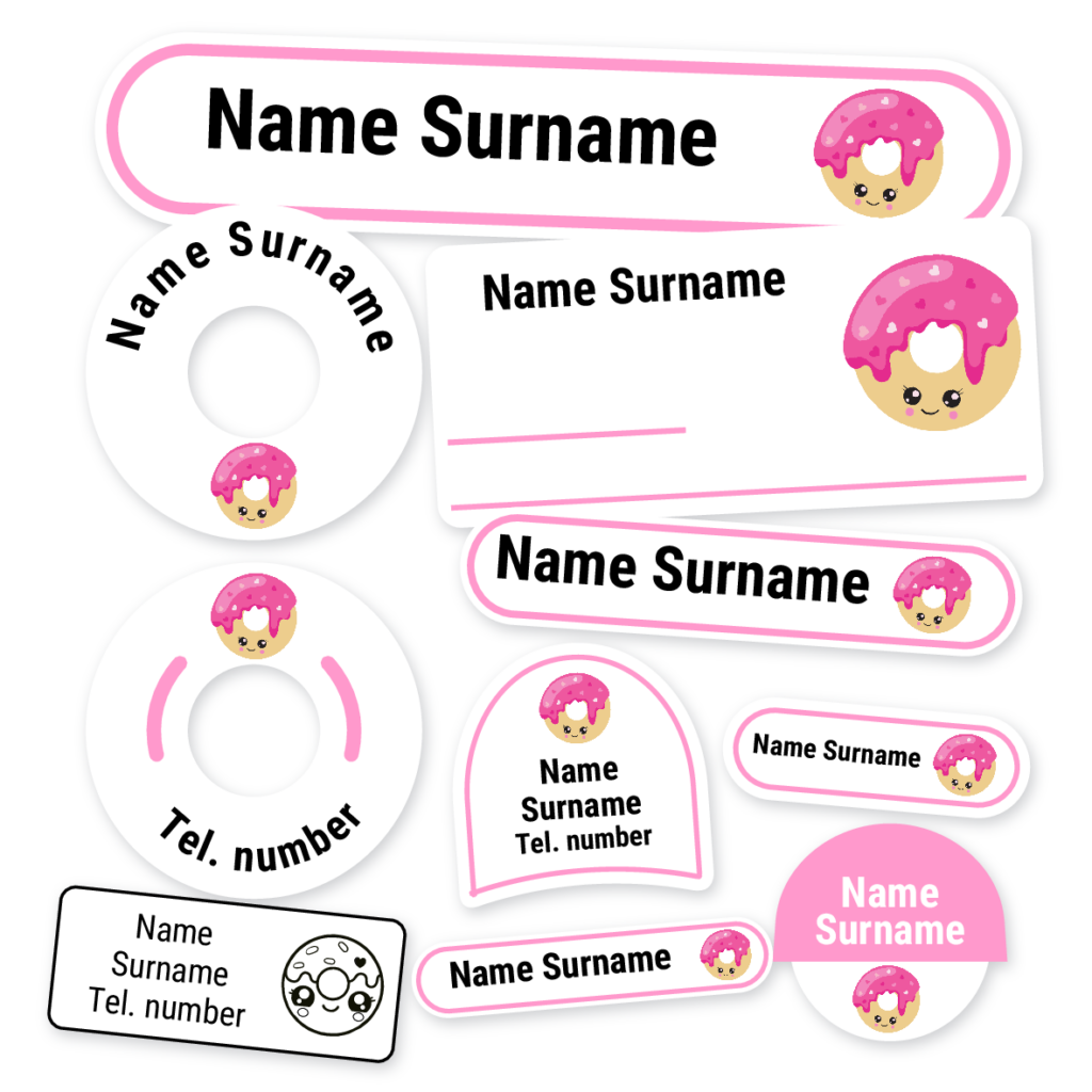 Cupcakes & Donuts School Label Kit, personalised name labels for school