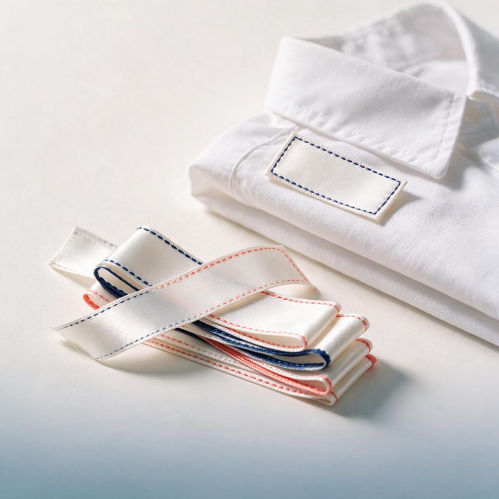 Satin Fabric Clothing Tags, polyester satin, sew-in clothing label