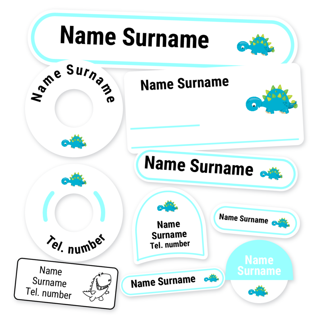 Dinosaur 1 School Label Kit, personalised name labels for school