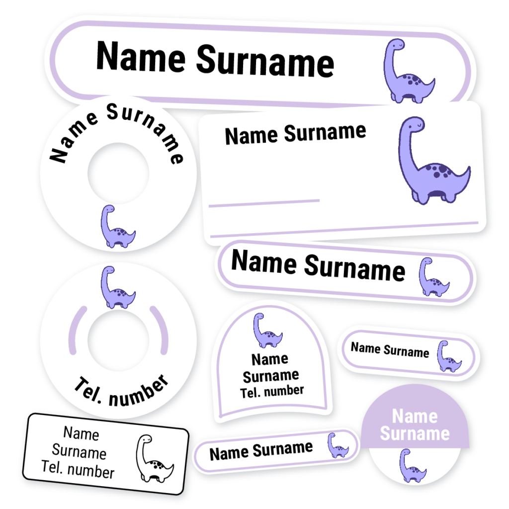 Dinosaur 2 School Label Kit, personalised name labels for school