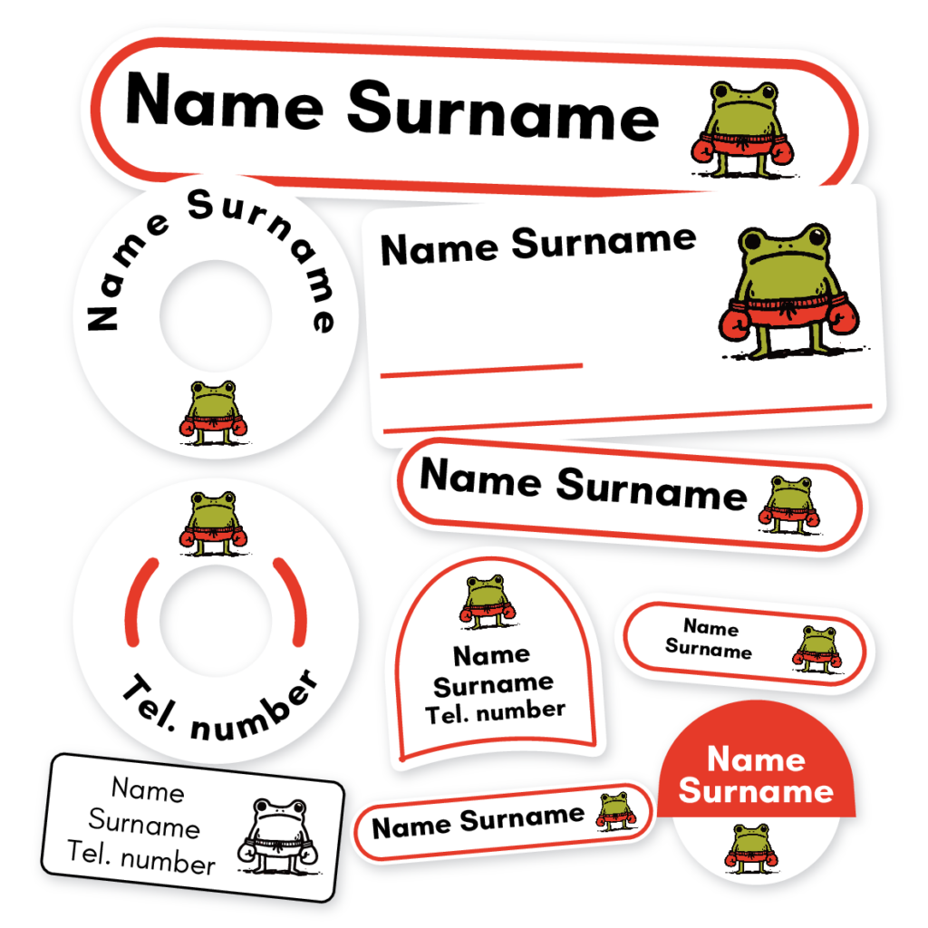 Frog Boxer School Label Kit, personalised name labels for school