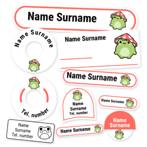 Frog School Label Kit, personalised name labels for school