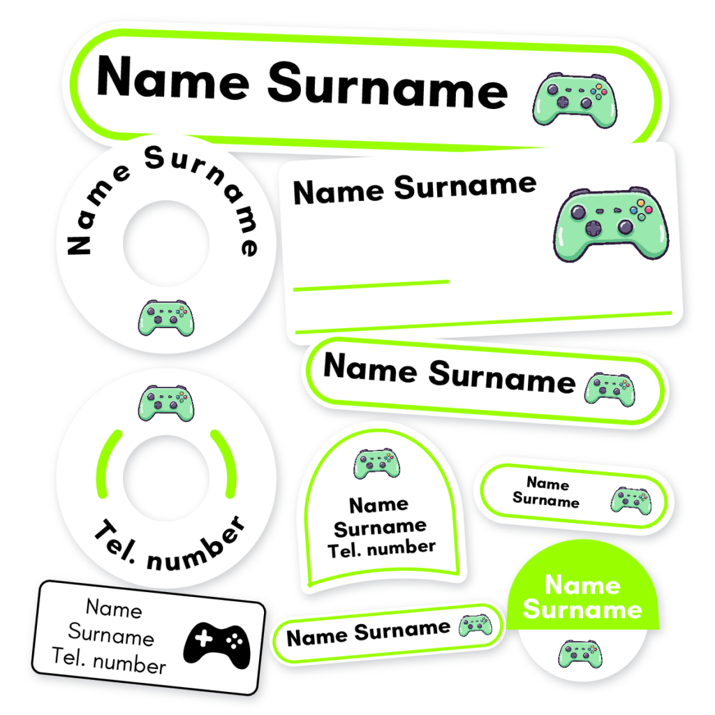 Gamer 1 School Label Kit, personalised name labels for school