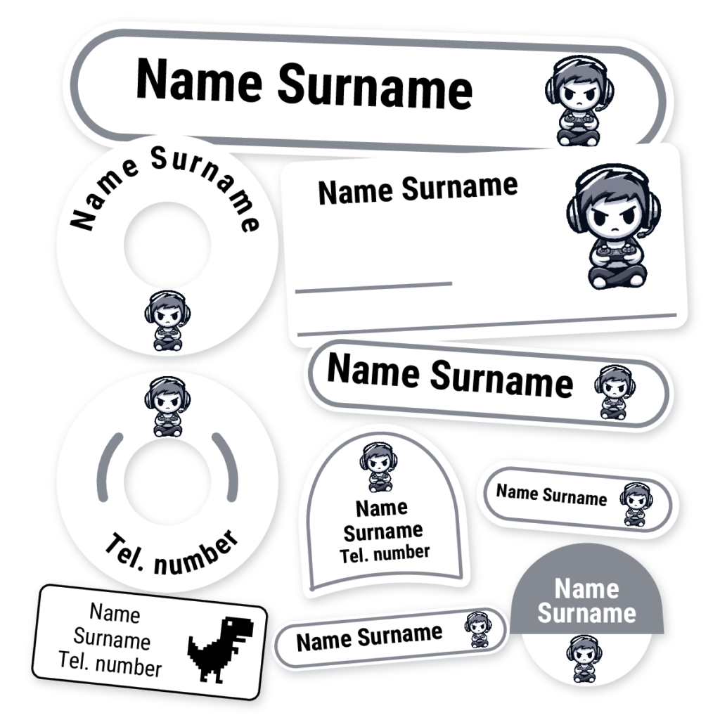 Gamer 2 School Label Kit, personalised name labels for school