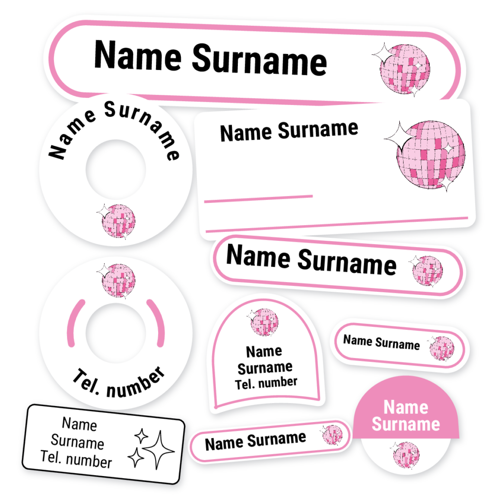 Glitter Ball School Label Kit, personalised name labels for school