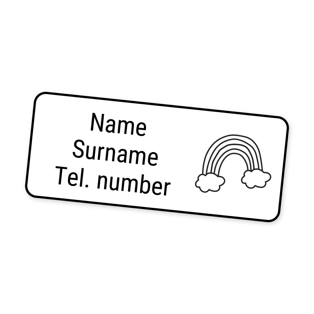 42 Personalised Iron-On Clothing Labels | Pastel Rainbow, personalised with your child's name