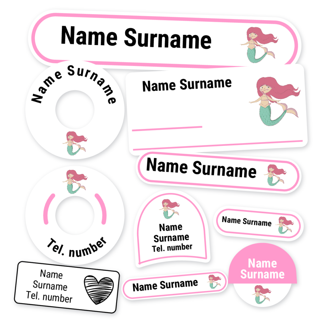 Mermaid School Label Kit, personalised name labels for school
