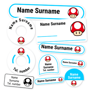 Mushroom School Label Kit, personalised name labels for school