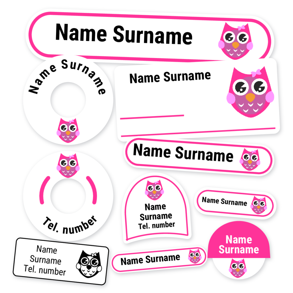 Owl School Label Kit, personalised name labels for school