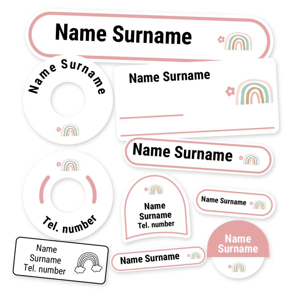 Pastel Rainbow School Label Kit, personalised name labels for school