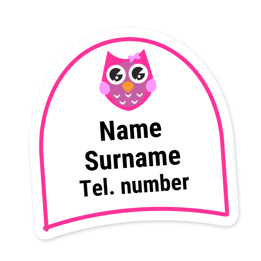 16 Personalised Shoe Labels | Owl, personalised with your child's name