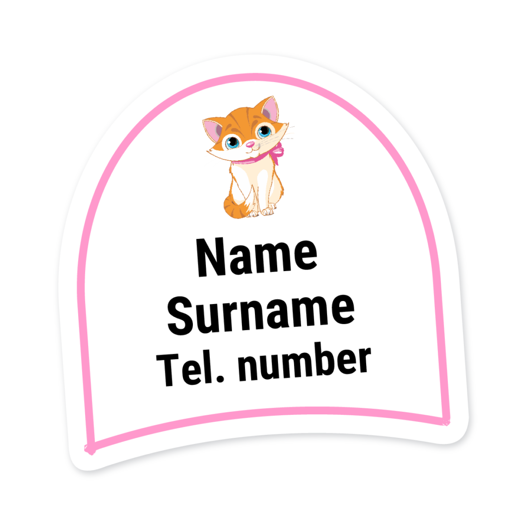 16 Personalised Shoe Labels | Kitten, personalised with your child's name