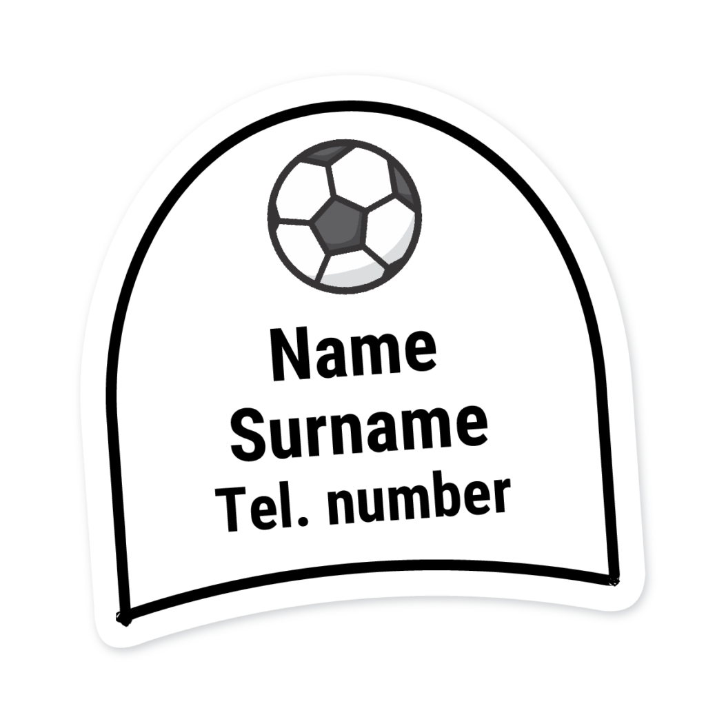 16 Personalised Shoe Labels | Soccer Ball, personalised with your child's name