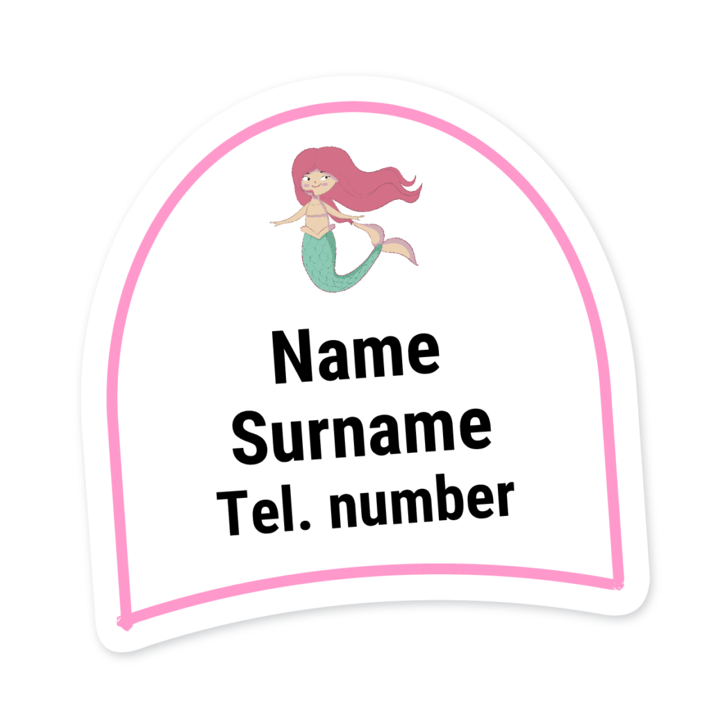 16 Personalised Shoe Labels | Mermaid, personalised with your child's name