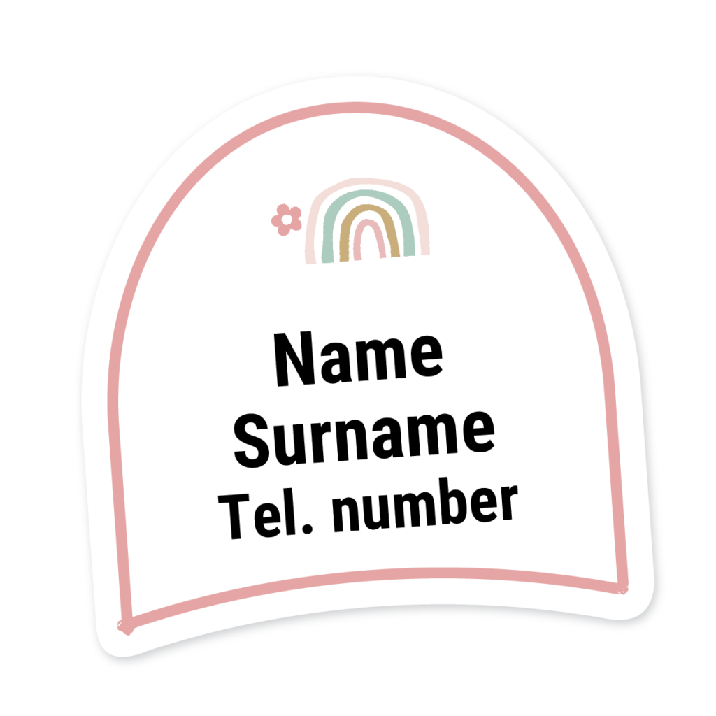 16 Personalised Shoe Labels | Pastel Rainbow, personalised with your child's name