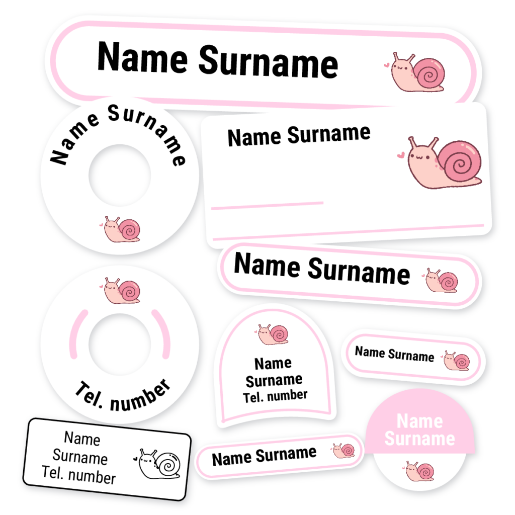 Snail School Label Kit, personalised name labels for school