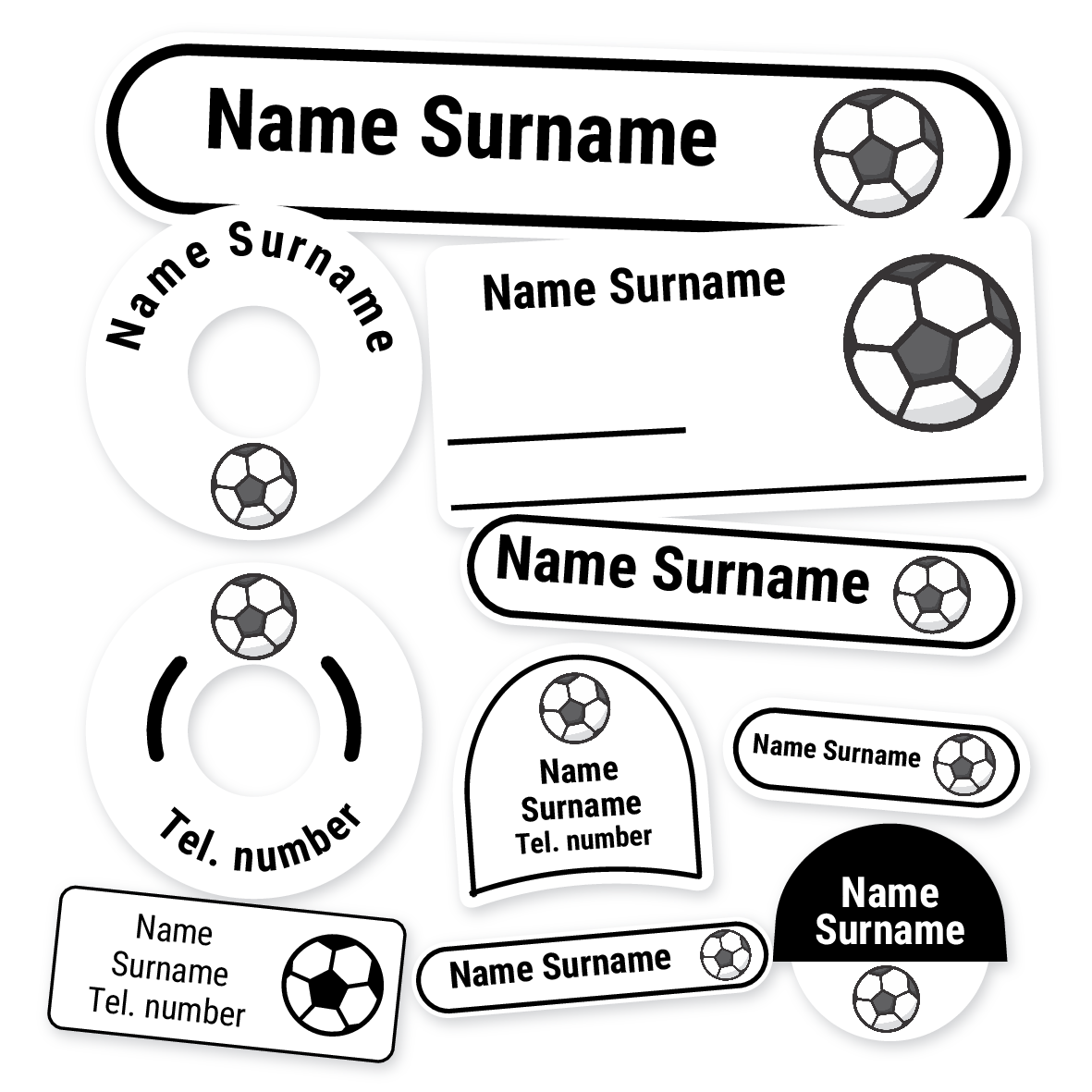 Soccer Ball School Label Kit, personalised name labels for school