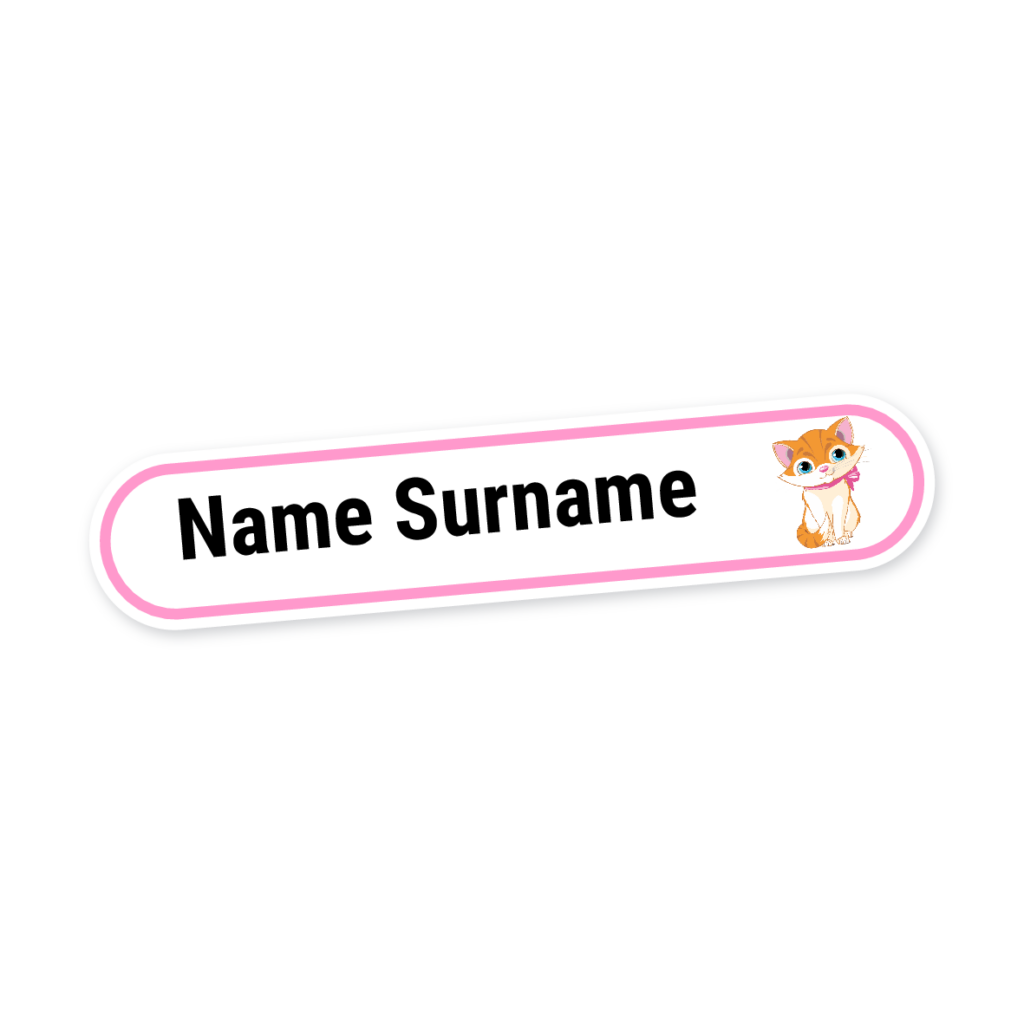 160 Personalised Stationery Labels | Kitten, personalised with your child's name